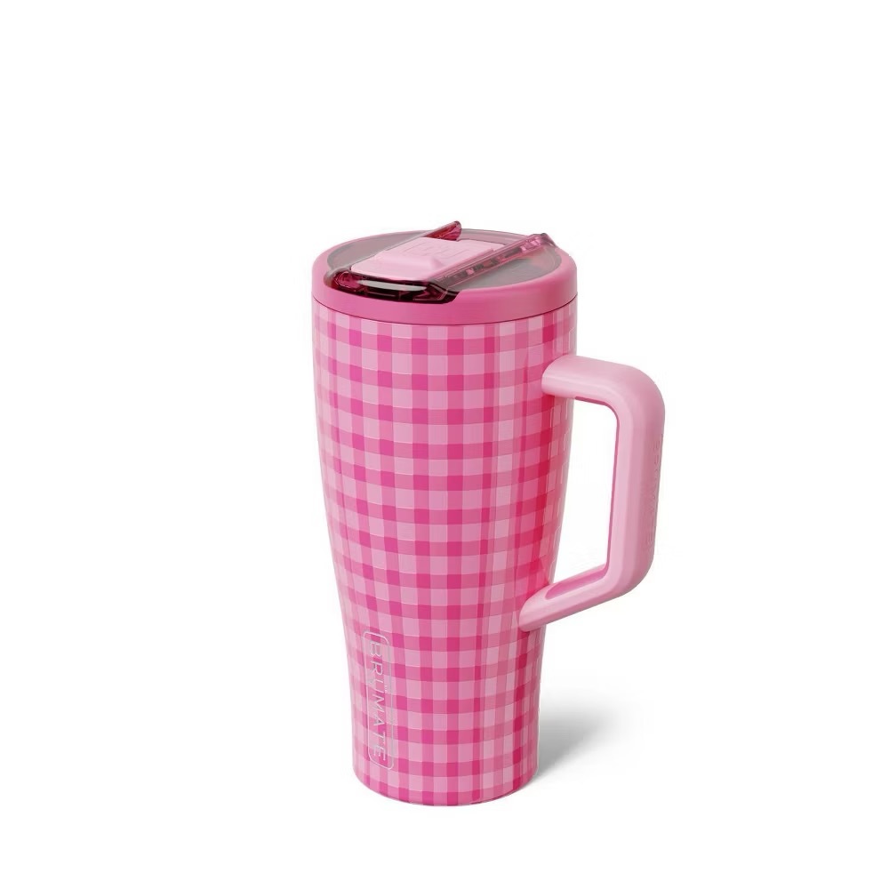BruMate 30oz Stainless Steel Era Flip Water Bottle - Pink Gingham - Madi Nelson - Picture 10 of 14